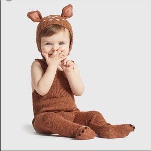 Oeuf Fawn Romper and Baby Alpaca Bambi Balaclava